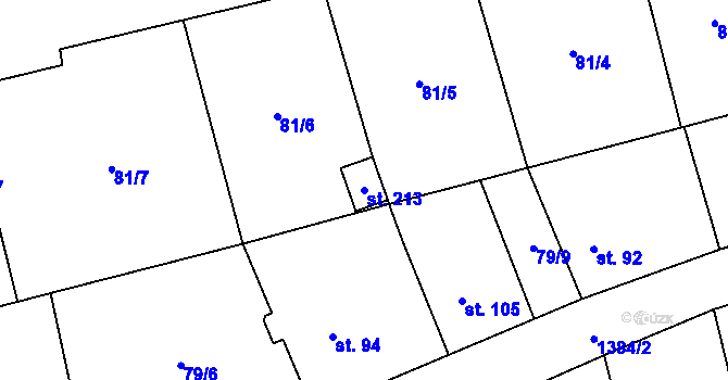 Parcela st. 213 v KÚ Blatno u Podbořan, Katastrální mapa