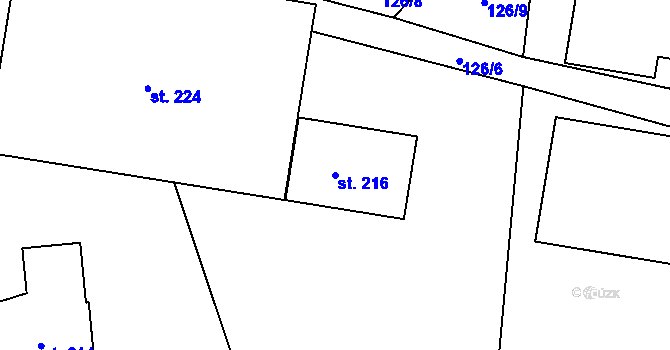 Parcela st. 216 v KÚ Blatno u Podbořan, Katastrální mapa