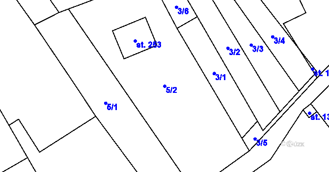 Parcela st. 5/2 v KÚ Blatno u Podbořan, Katastrální mapa