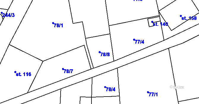 Parcela st. 78/8 v KÚ Blatno u Podbořan, Katastrální mapa