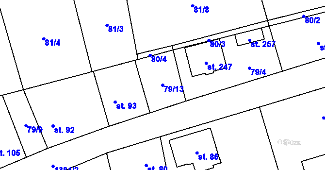 Parcela st. 79/13 v KÚ Blatno u Podbořan, Katastrální mapa