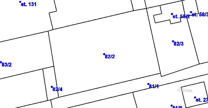 Parcela st. 82/2 v KÚ Blatno u Podbořan, Katastrální mapa