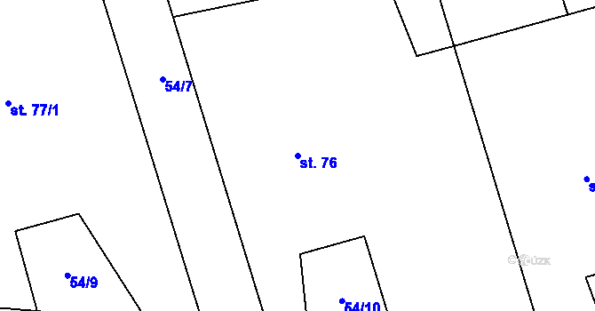 Parcela st. 76 v KÚ Malměřice, Katastrální mapa
