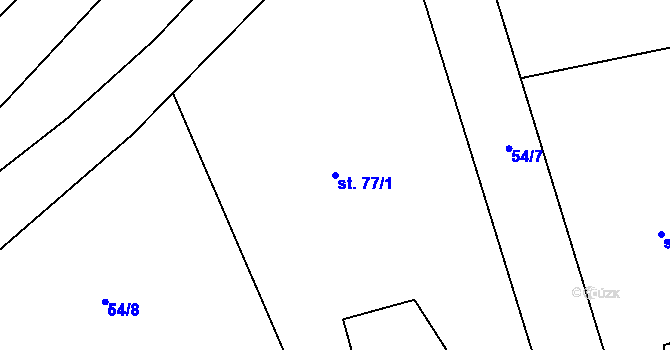 Parcela st. 77/1 v KÚ Malměřice, Katastrální mapa