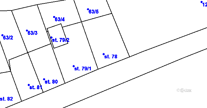 Parcela st. 78 v KÚ Malměřice, Katastrální mapa
