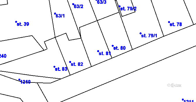 Parcela st. 81 v KÚ Malměřice, Katastrální mapa