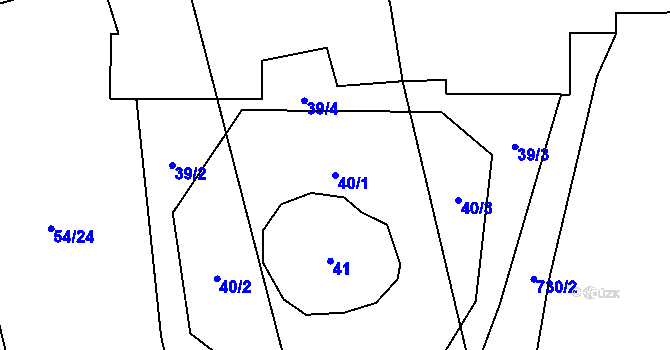 Parcela st. 40/1 v KÚ Malměřice, Katastrální mapa