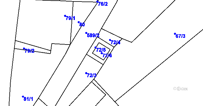 Parcela st. 72/6 v KÚ Blazice, Katastrální mapa