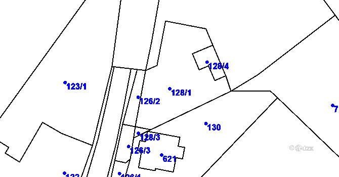 Parcela st. 128/1 v KÚ Blazice, Katastrální mapa