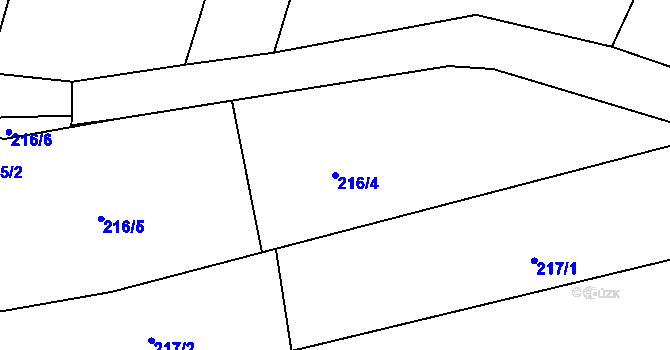 Parcela st. 216/4 v KÚ Blazice, Katastrální mapa