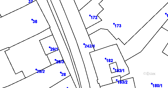 Parcela st. 242/1 v KÚ Blazice, Katastrální mapa