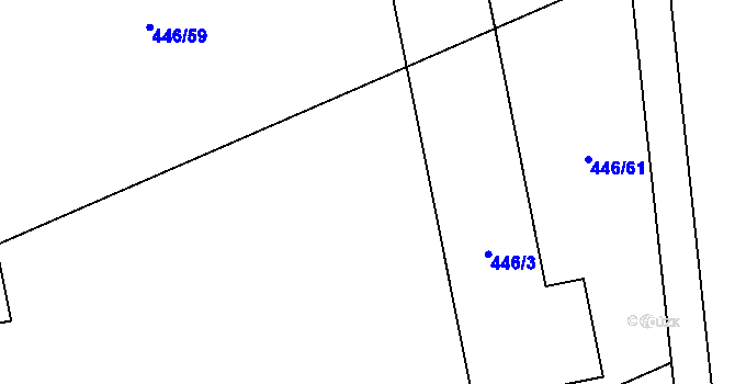 Parcela st. 446/15 v KÚ Blazice, Katastrální mapa