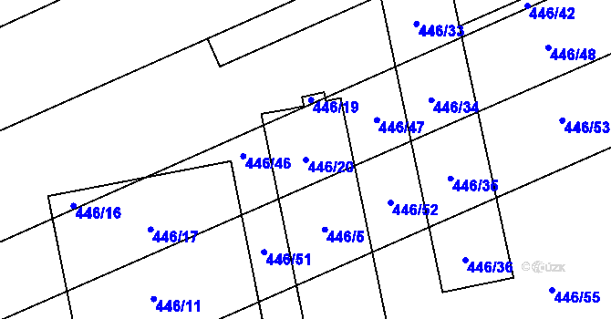 Parcela st. 446/20 v KÚ Blazice, Katastrální mapa