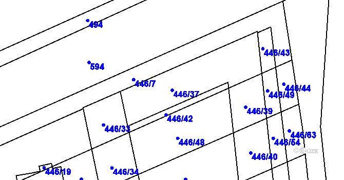 Parcela st. 446/37 v KÚ Blazice, Katastrální mapa