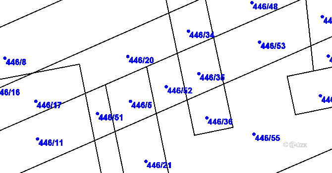Parcela st. 446/52 v KÚ Blazice, Katastrální mapa