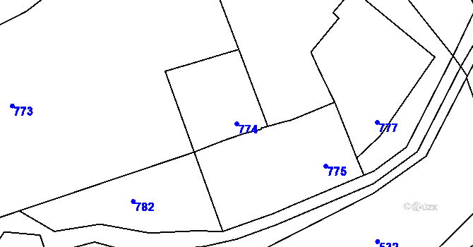 Parcela st. 774 v KÚ Blazice, Katastrální mapa