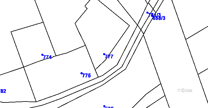 Parcela st. 777 v KÚ Blazice, Katastrální mapa