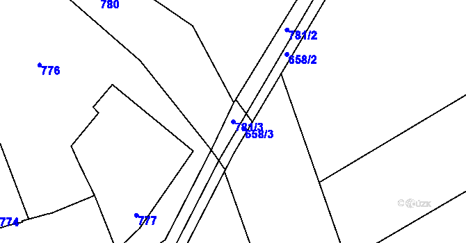 Parcela st. 781/3 v KÚ Blazice, Katastrální mapa