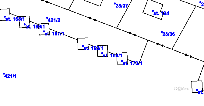 Parcela st. 169/1 v KÚ Blažejov, Katastrální mapa