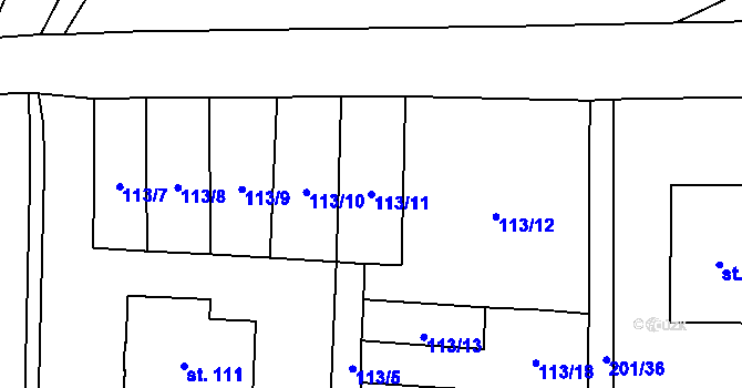 Parcela st. 113/11 v KÚ Blažejov, Katastrální mapa