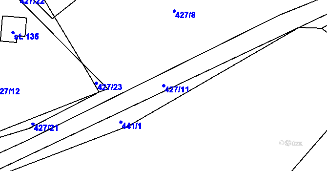 Parcela st. 427/11 v KÚ Blažejov, Katastrální mapa