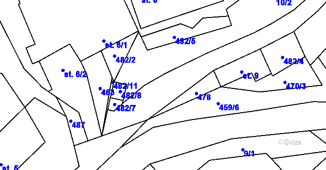 Parcela st. 482/1 v KÚ Blažejov, Katastrální mapa