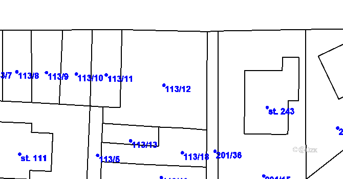 Parcela st. 113/17 v KÚ Blažejov, Katastrální mapa