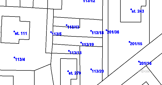 Parcela st. 113/19 v KÚ Blažejov, Katastrální mapa