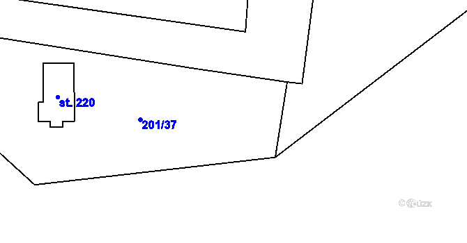 Parcela st. 201/38 v KÚ Blažejov, Katastrální mapa