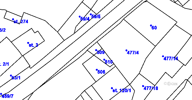 Parcela st. 509 v KÚ Blažejov, Katastrální mapa