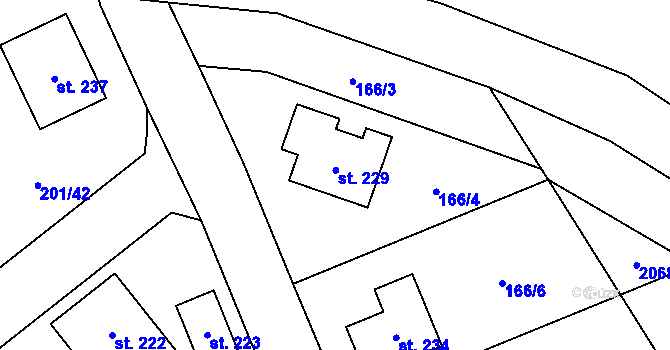 Parcela st. 229 v KÚ Blažejov, Katastrální mapa