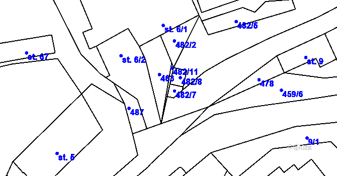 Parcela st. 482/11 v KÚ Blažejov, Katastrální mapa