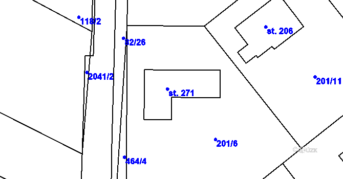 Parcela st. 271 v KÚ Blažejov, Katastrální mapa