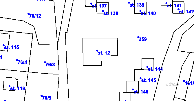 Parcela st. 12 v KÚ Malý Ratmírov, Katastrální mapa
