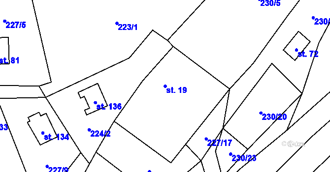 Parcela st. 19 v KÚ Malý Ratmírov, Katastrální mapa