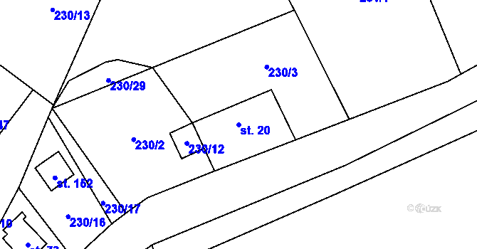 Parcela st. 20 v KÚ Malý Ratmírov, Katastrální mapa