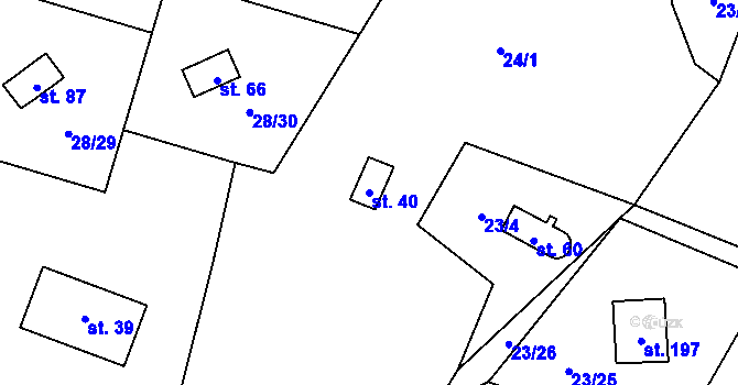 Parcela st. 40 v KÚ Malý Ratmírov, Katastrální mapa