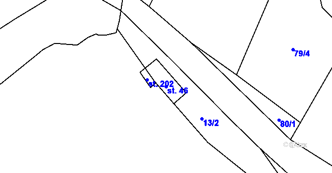 Parcela st. 46 v KÚ Malý Ratmírov, Katastrální mapa