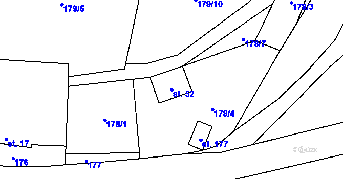 Parcela st. 52 v KÚ Malý Ratmírov, Katastrální mapa