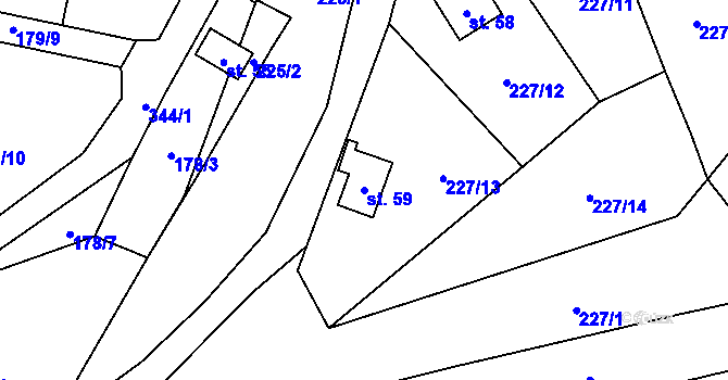 Parcela st. 59 v KÚ Malý Ratmírov, Katastrální mapa