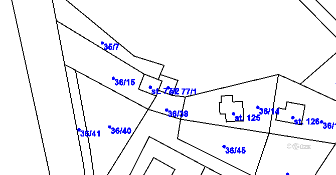 Parcela st. 77/1 v KÚ Malý Ratmírov, Katastrální mapa