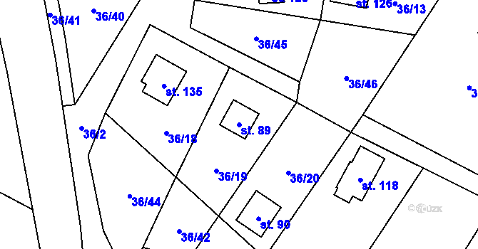 Parcela st. 89 v KÚ Malý Ratmírov, Katastrální mapa