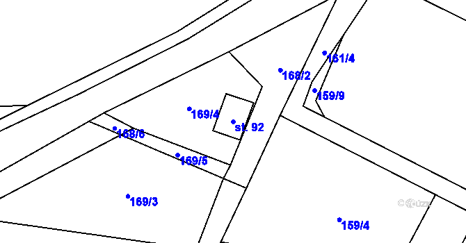 Parcela st. 92 v KÚ Malý Ratmírov, Katastrální mapa