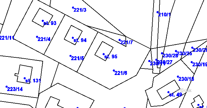 Parcela st. 95 v KÚ Malý Ratmírov, Katastrální mapa