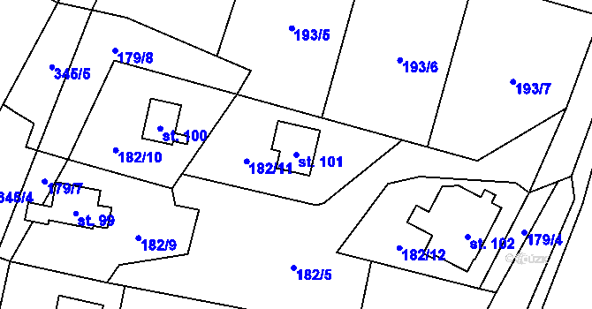Parcela st. 101 v KÚ Malý Ratmírov, Katastrální mapa