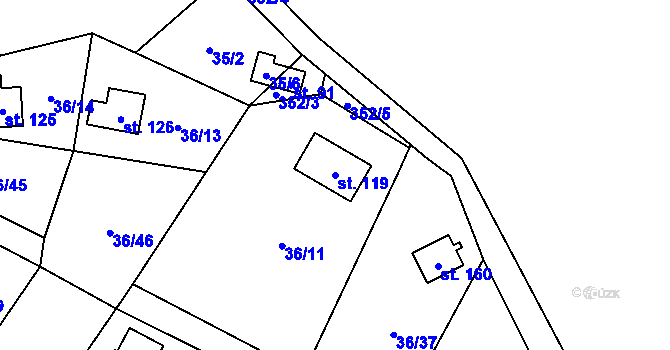 Parcela st. 119 v KÚ Malý Ratmírov, Katastrální mapa