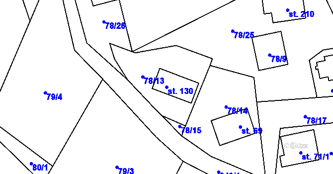 Parcela st. 130 v KÚ Malý Ratmírov, Katastrální mapa