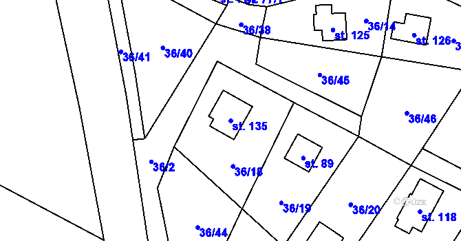 Parcela st. 135 v KÚ Malý Ratmírov, Katastrální mapa