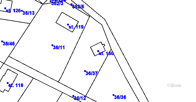 Parcela st. 160 v KÚ Malý Ratmírov, Katastrální mapa