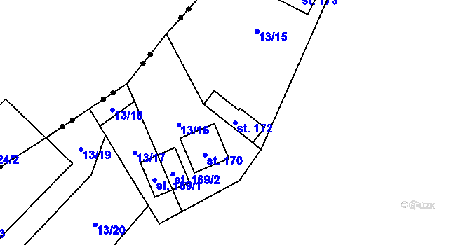 Parcela st. 172 v KÚ Malý Ratmírov, Katastrální mapa